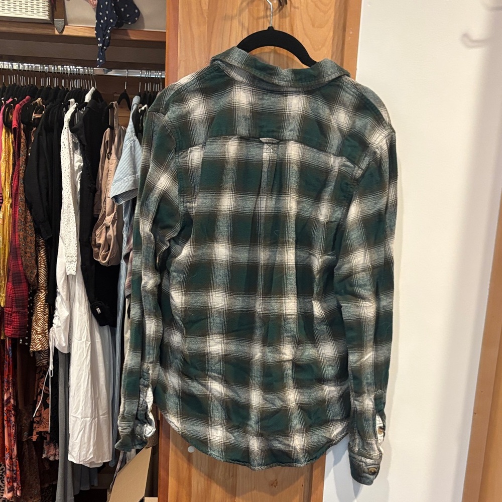 Denim & Flower Olive Plaid Shirt - Picture 3 of 3